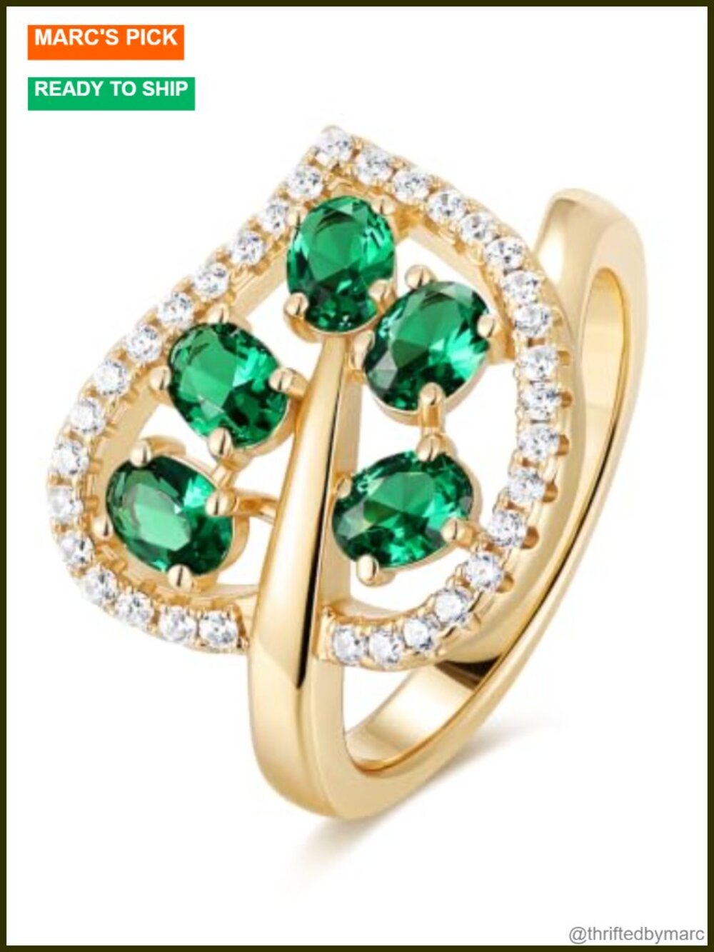 925 Sterling Silver Emerald Leaf Ring for Women Stacking